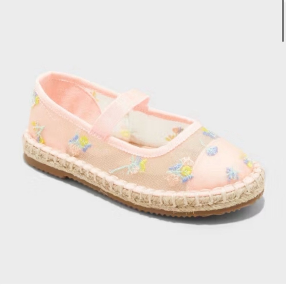 Cat & Jack Floral Embroidered Pink Espadrilles
